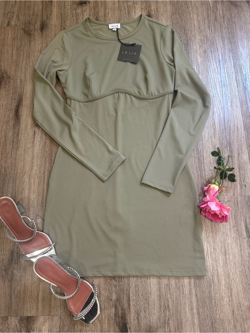 Le Lis Olive Long Sleeve Bodycon Mini Dress